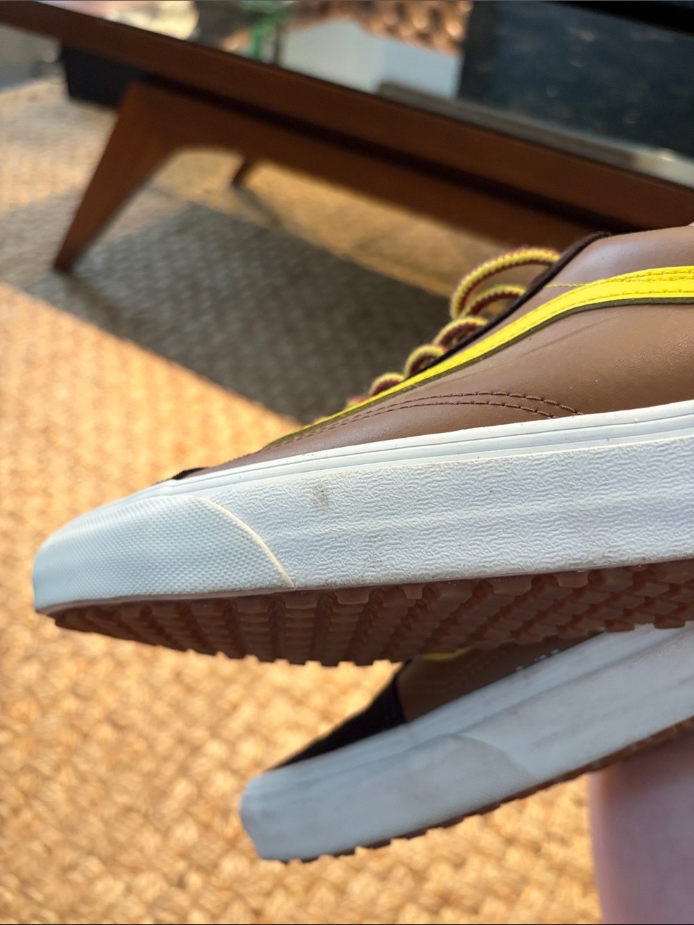 Vans Old Skool Brown Yellow Plaid Lined Sneakers - Picture 7 of 9